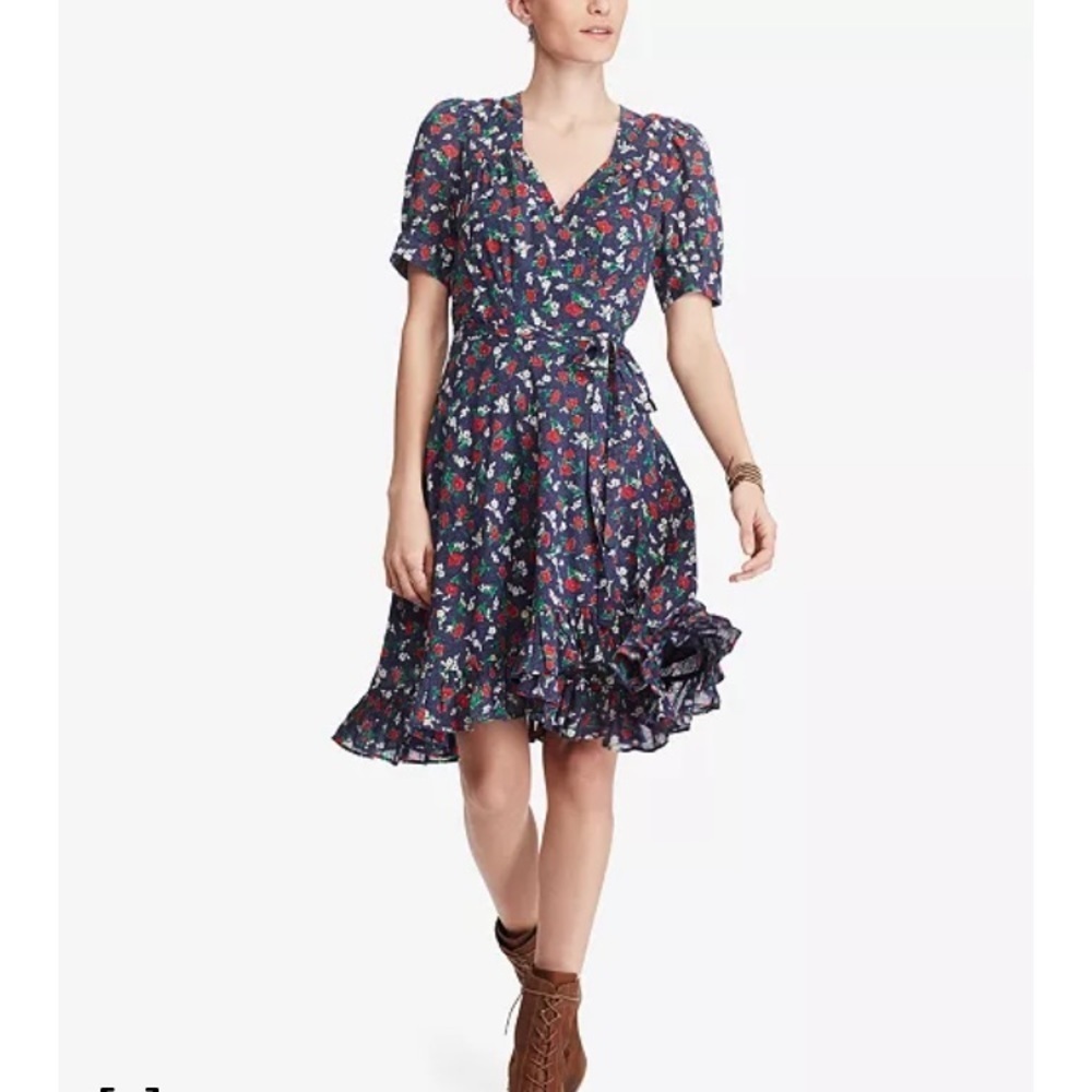 Denim & Supply Ralph Lauren Navy Wrap
Dress Floral Ruffle 90’s Cottagecore M